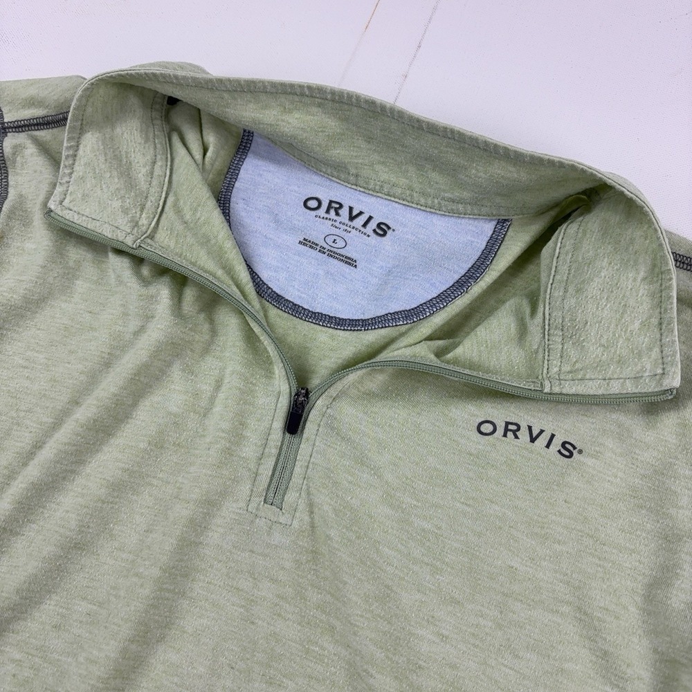 Orvis Pullover Mens Large Green 1/4 Zip Long Sleeve Classic Collection Top